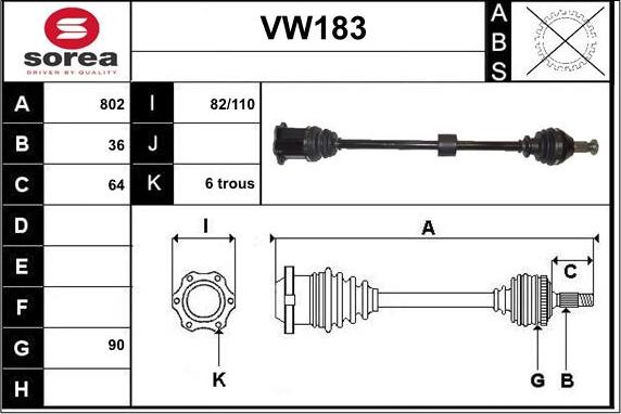 Sera VW183 - Приводний вал autocars.com.ua