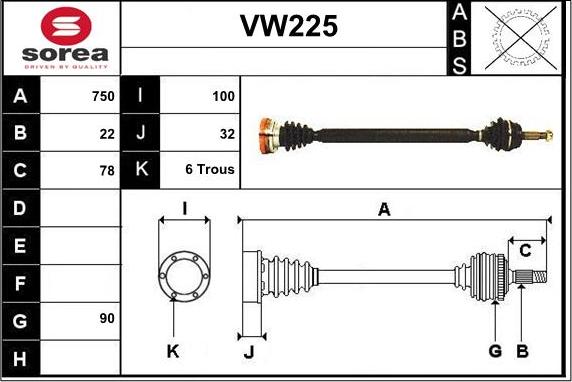 Sera VW225 - Приводной вал autodnr.net