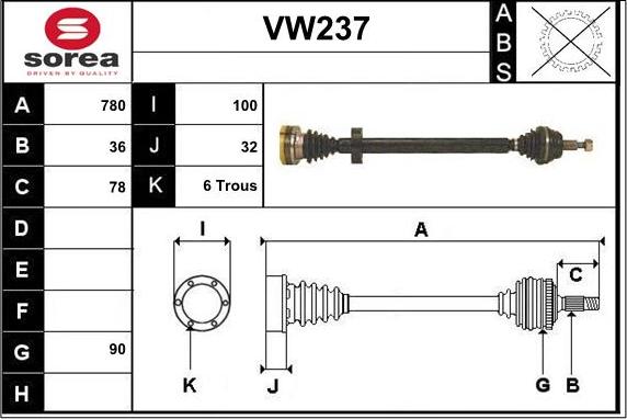 Sera VW237 - Приводной вал autodnr.net