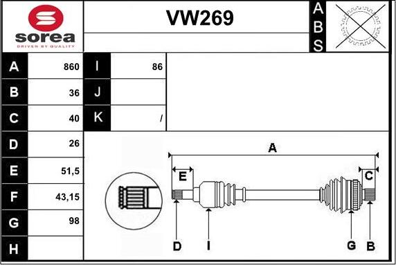 Sera VW269 - Приводной вал autodnr.net