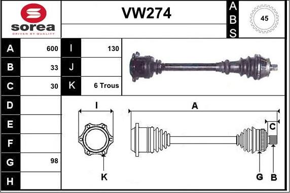 Sera VW274 - Приводной вал autodnr.net