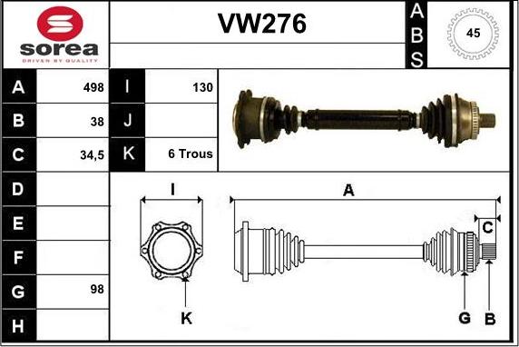 Sera VW276 - Приводной вал autodnr.net