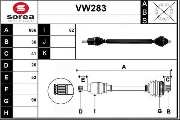 Sera VW283 - Приводной вал autodnr.net