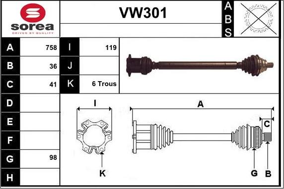 Sera VW301 - Приводной вал autodnr.net