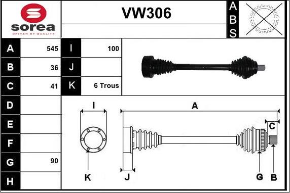 Sera VW306 - Приводной вал autodnr.net