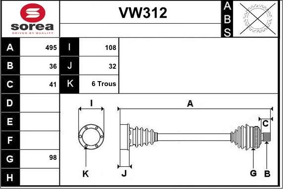 Sera VW312 - Приводной вал autodnr.net