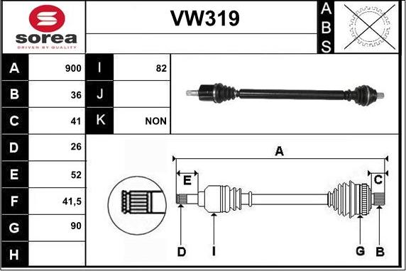 Sera VW319 - Приводний вал autocars.com.ua