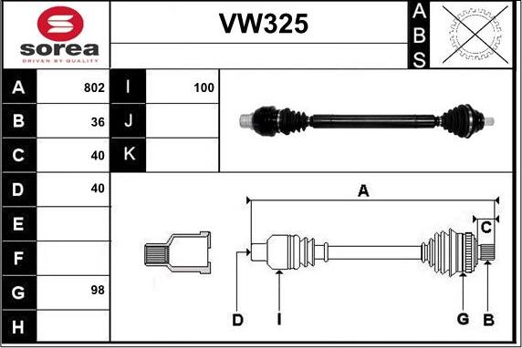 Sera VW325 - Приводной вал autodnr.net