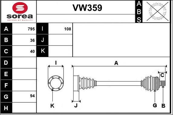 Sera VW359 - Приводной вал autodnr.net