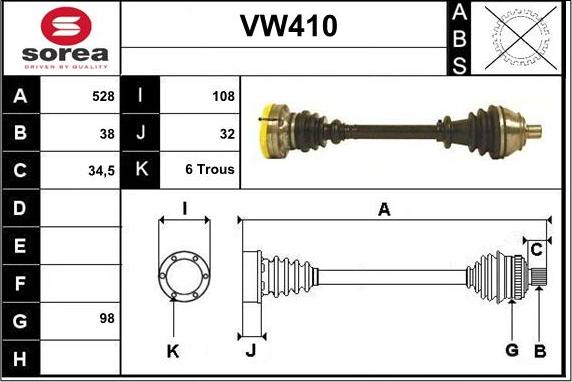 Sera VW410 - Приводной вал autodnr.net