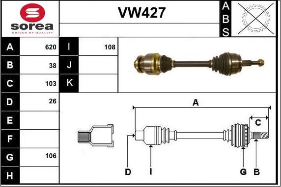 Sera VW427 - Приводний вал autocars.com.ua