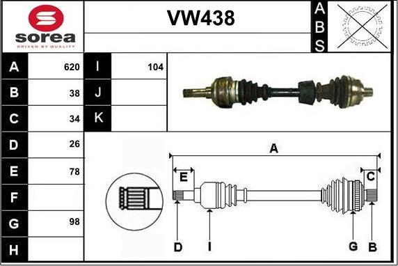 Sera VW438 - Приводний вал autocars.com.ua