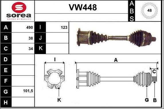 Sera VW448 - Приводний вал autocars.com.ua