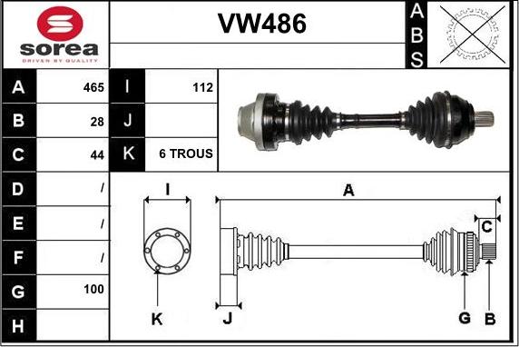 Sera VW486 - Приводний вал autocars.com.ua