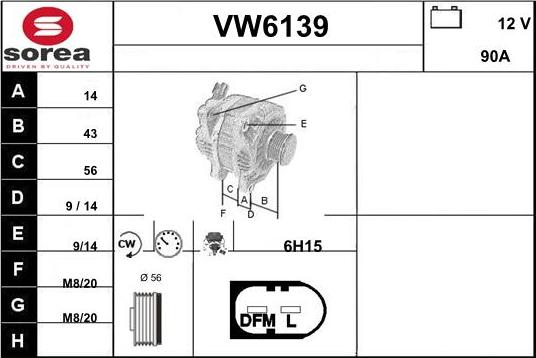 Sera VW6139 - Генератор autocars.com.ua