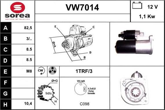 Sera VW7014 - Стартер autocars.com.ua