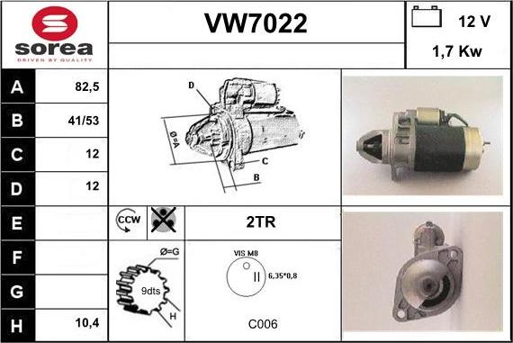 Sera VW7022 - Стартер autocars.com.ua