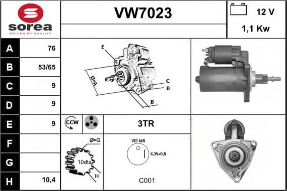 Sera VW7023 - Стартер autocars.com.ua