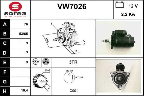 Sera VW7026 - Стартер autodnr.net