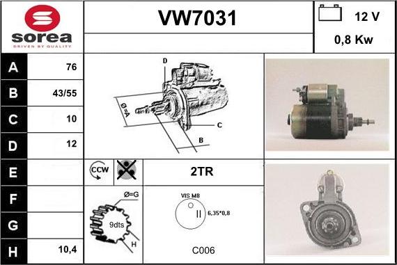 Sera VW7031 - Стартер autodnr.net