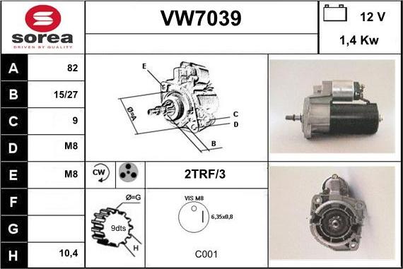 Sera VW7039 - Стартер autocars.com.ua