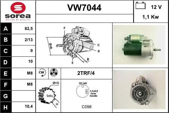 Sera VW7044 - Стартер autocars.com.ua