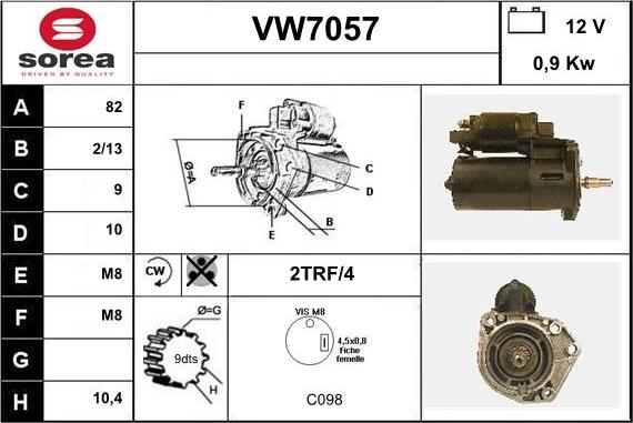 Sera VW7057 - Стартер autocars.com.ua