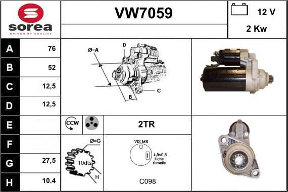 Sera VW7059 - Стартер autocars.com.ua