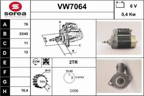 Sera VW7064 - Стартер autocars.com.ua