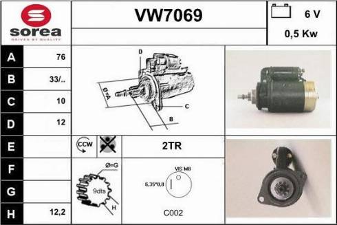 Sera VW7069 - Стартер autocars.com.ua