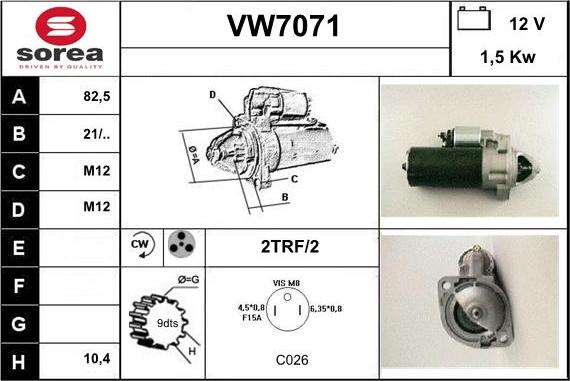 Sera VW7071 - Стартер autocars.com.ua