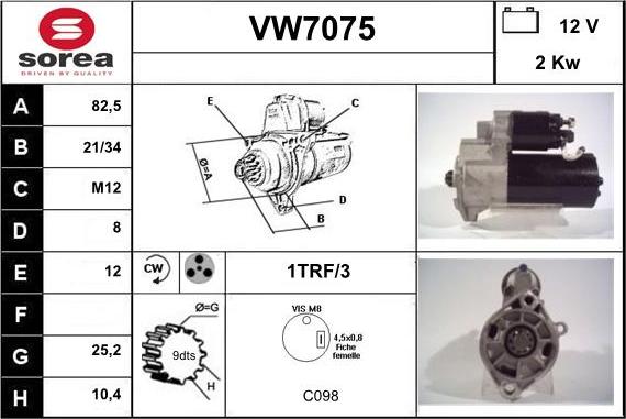 Sera VW7075 - Стартер autocars.com.ua