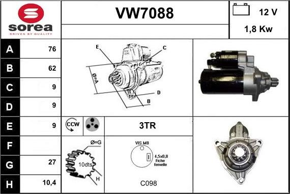 Sera VW7088 - Стартер autodnr.net