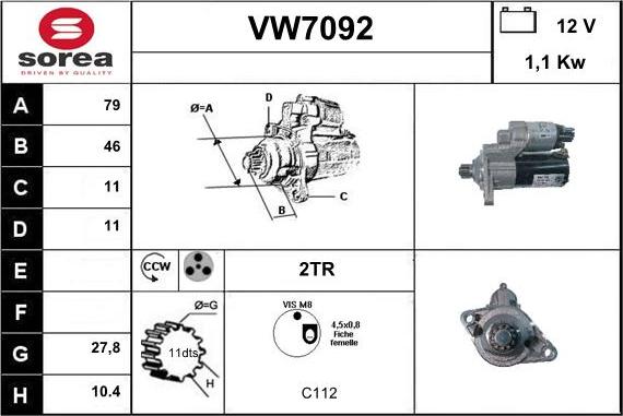 Sera VW7092 - Стартер autocars.com.ua