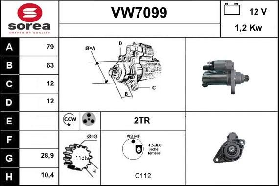 Sera VW7099 - Стартер autocars.com.ua