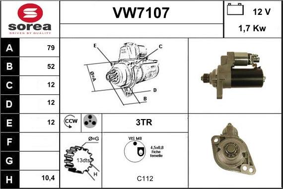 Sera VW7107 - Стартер autocars.com.ua