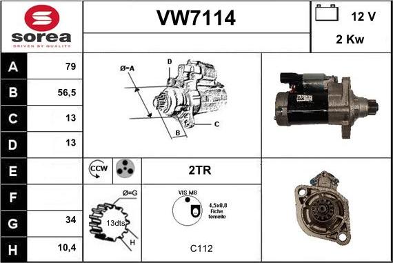 Sera VW7114 - Стартер autocars.com.ua