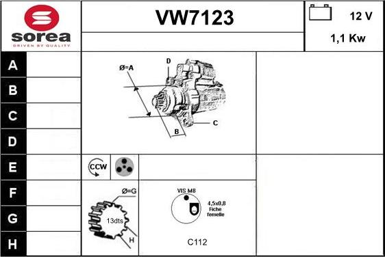 Sera VW7123 - Стартер autocars.com.ua