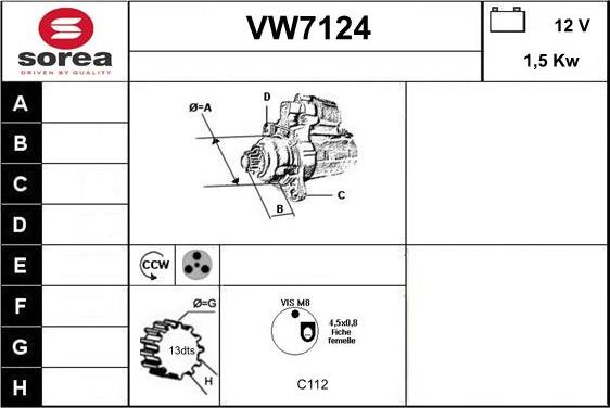 Sera VW7124 - Стартер autocars.com.ua