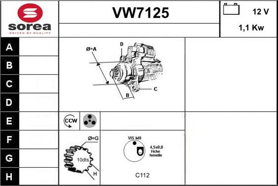 Sera VW7125 - Стартер autocars.com.ua