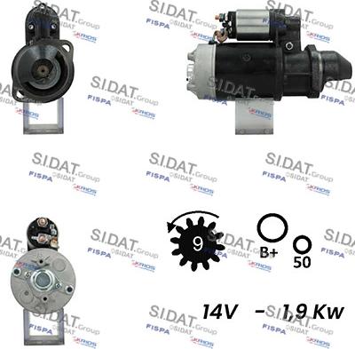 Sidat S12BH0302A2 - Стартер avtokuzovplus.com.ua