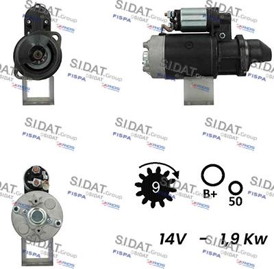 Sidat S12BH0467A2 - Стартер autocars.com.ua