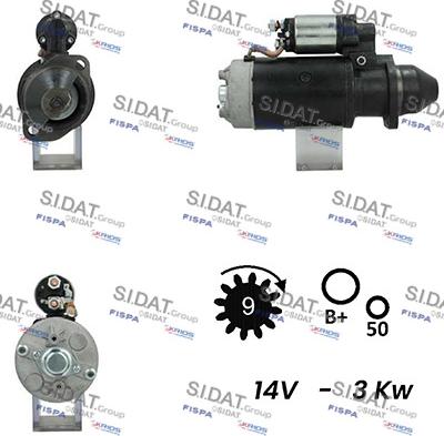 Sidat S12BH0493A2 - Стартер autocars.com.ua