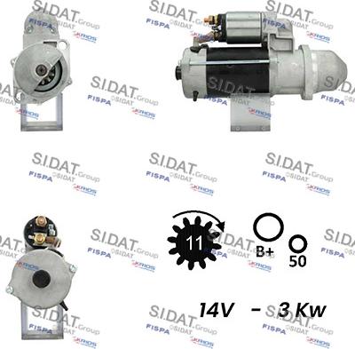 Sidat S12BH0701A2 - Стартер avtokuzovplus.com.ua