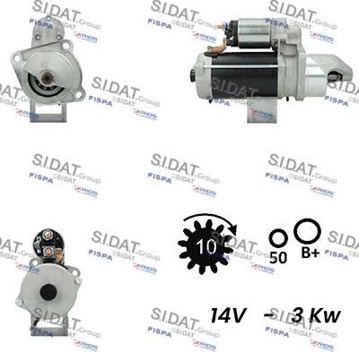 Sidat S12BH0704A2 - Стартер autocars.com.ua