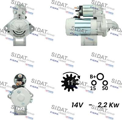 Sidat S12DE0057A2 - Стартер autocars.com.ua