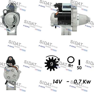 Sidat S12DE0516A2 - Стартер avtokuzovplus.com.ua