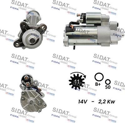 Sidat S12VS0036 - Стартер avtokuzovplus.com.ua