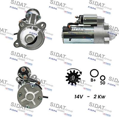 Sidat S12VS0155A2 - Стартер autocars.com.ua