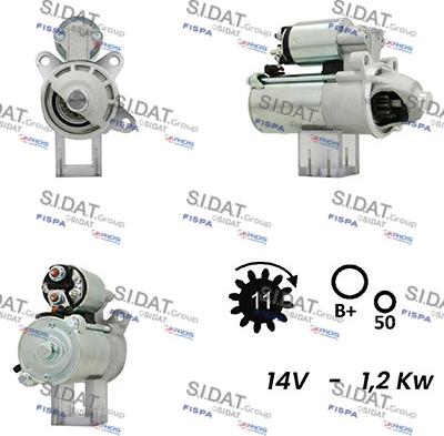 Sidat S12VS0696A2 - Стартер autocars.com.ua